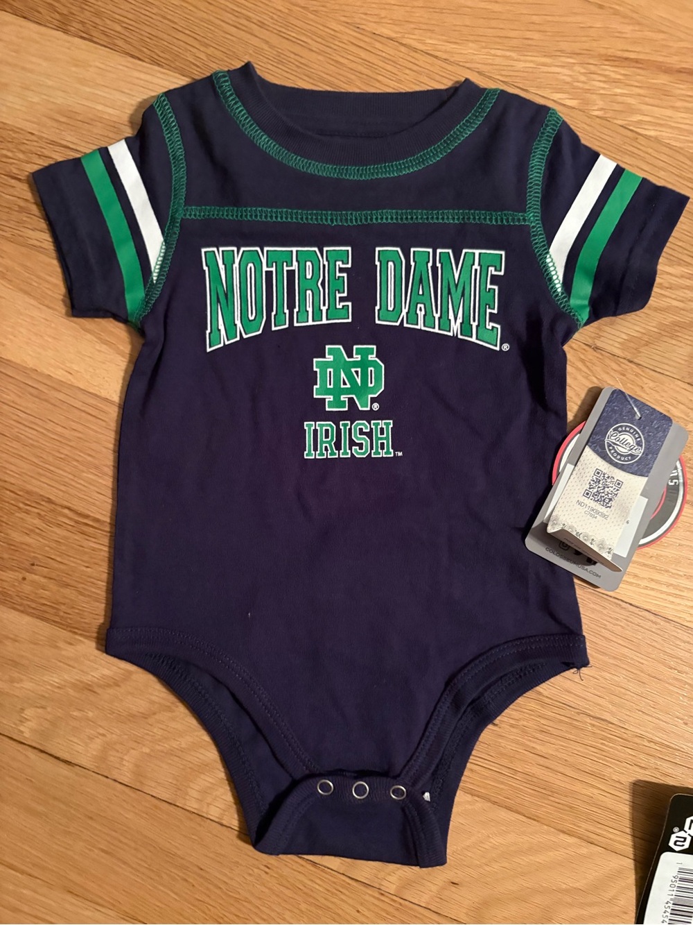 Colosseum Notre Dame Infant Bodysuit - Navy, Green & White